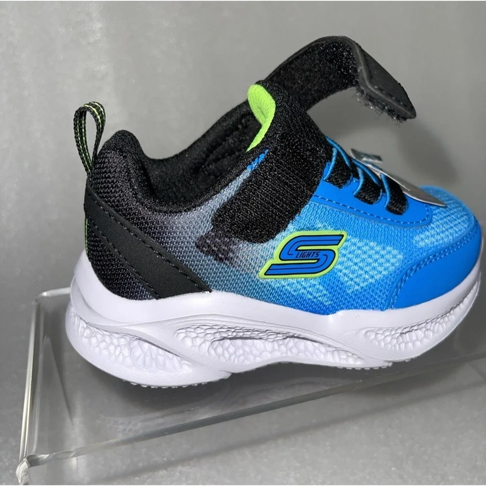 S Lights By Skechers Meteor‎ Krendox Sneakers Stretch Laces Toddler Boy Size 5